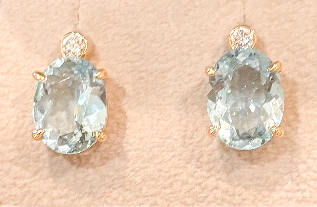 Aquamarine Diamond Stud Earrings