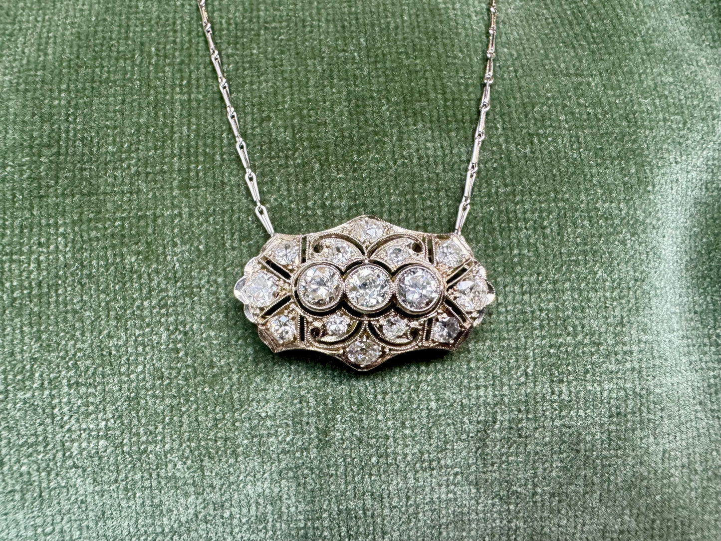 Antique Diamond Brooch Necklace