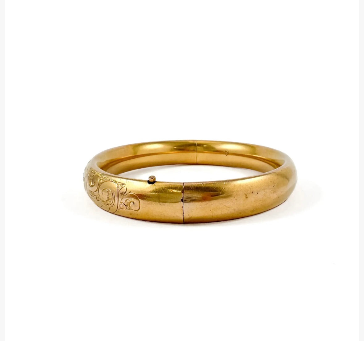 Floral Engraved Gold Filled Bangle Bracelet