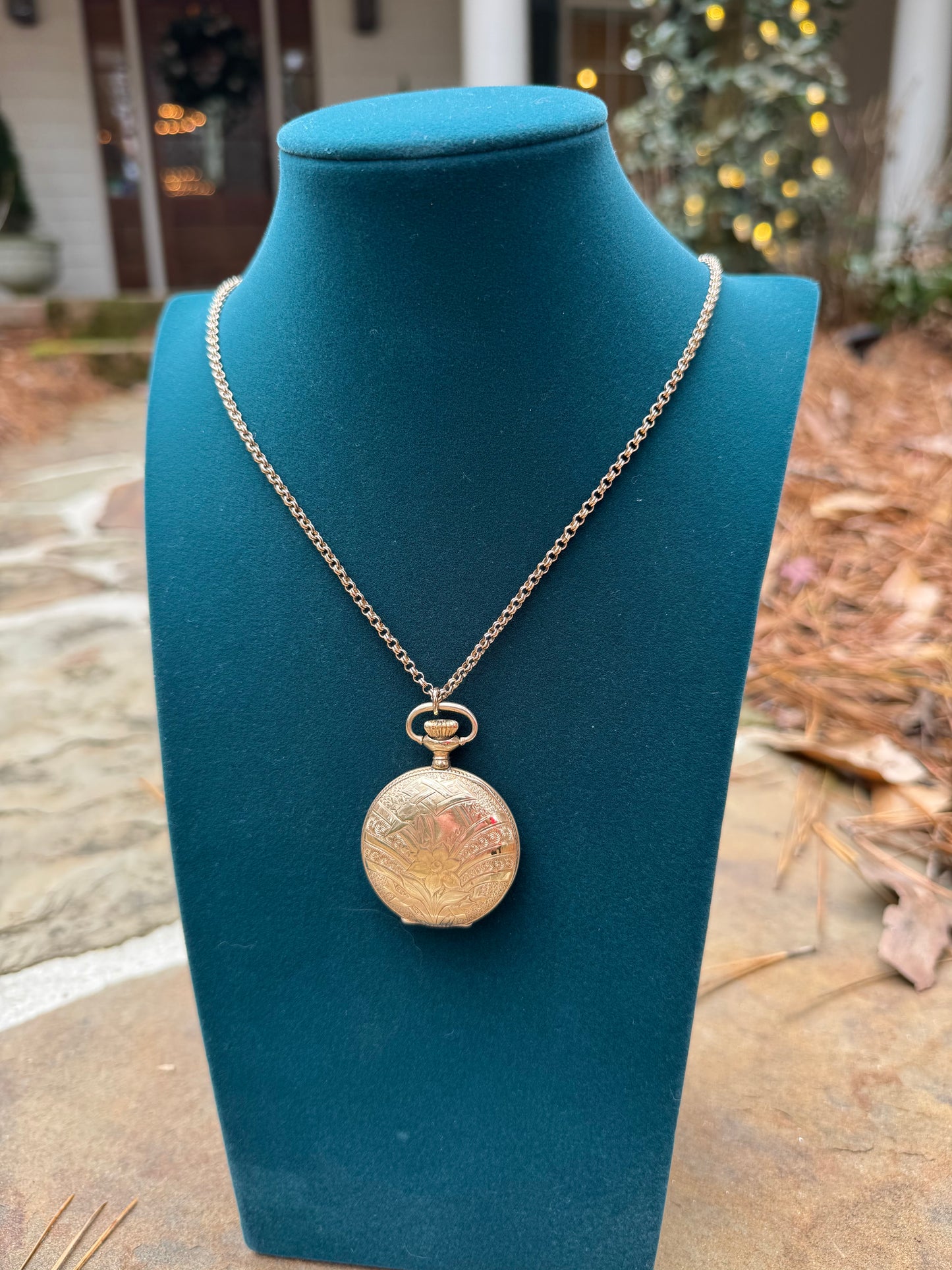 Antique Victorian Etched Locket pendant