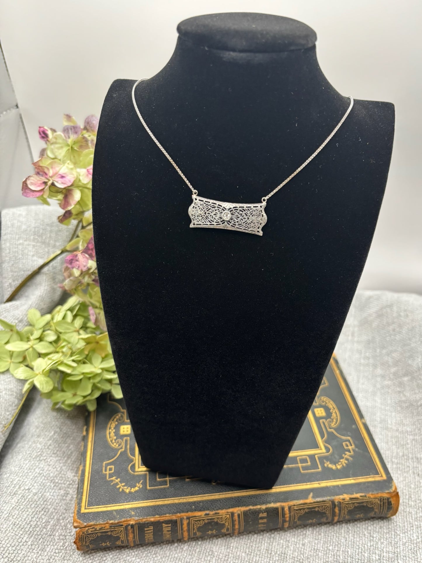 Sterling Broach Pendant Necklace