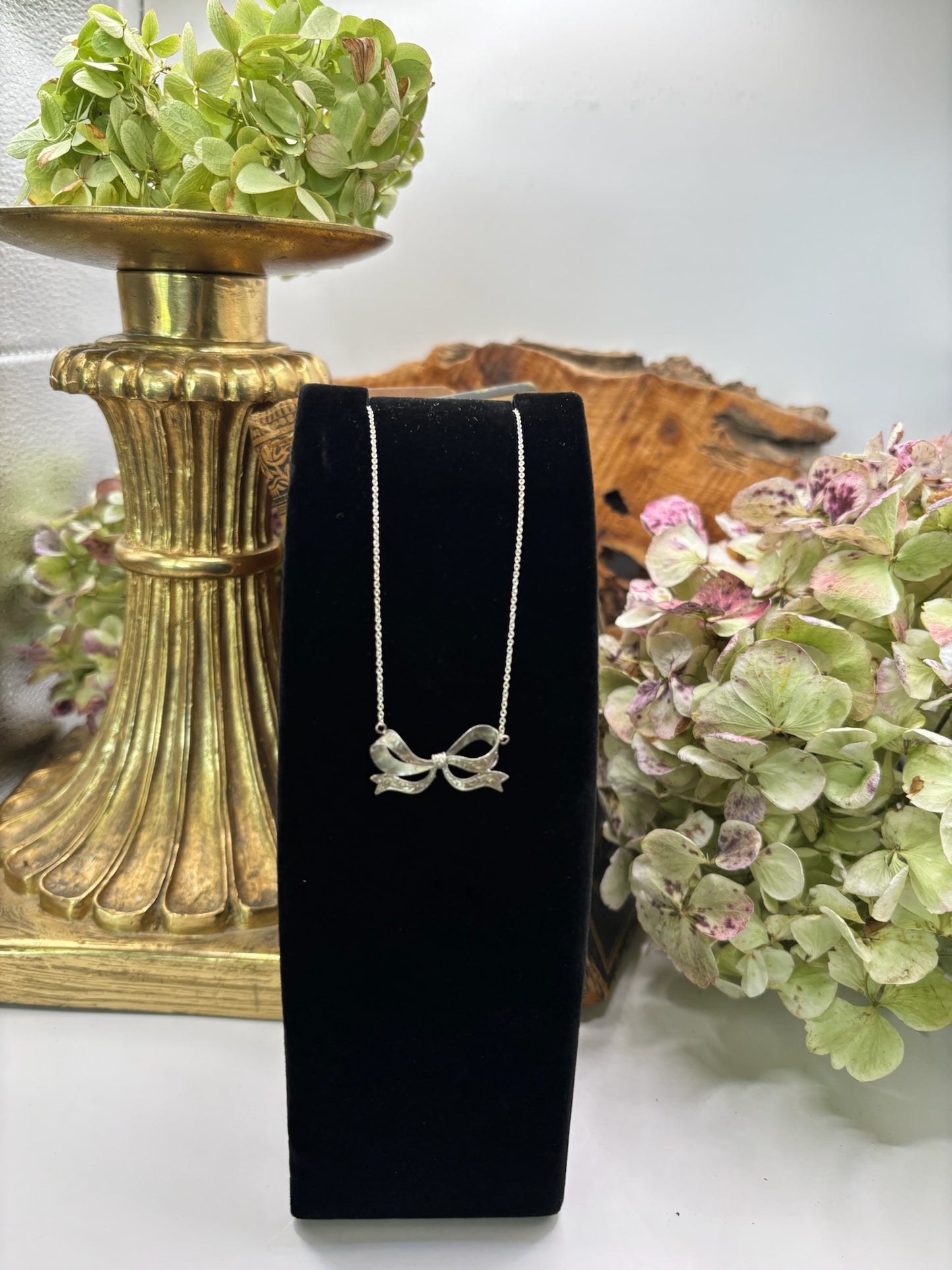 Sterling Bow Pendant Necklace