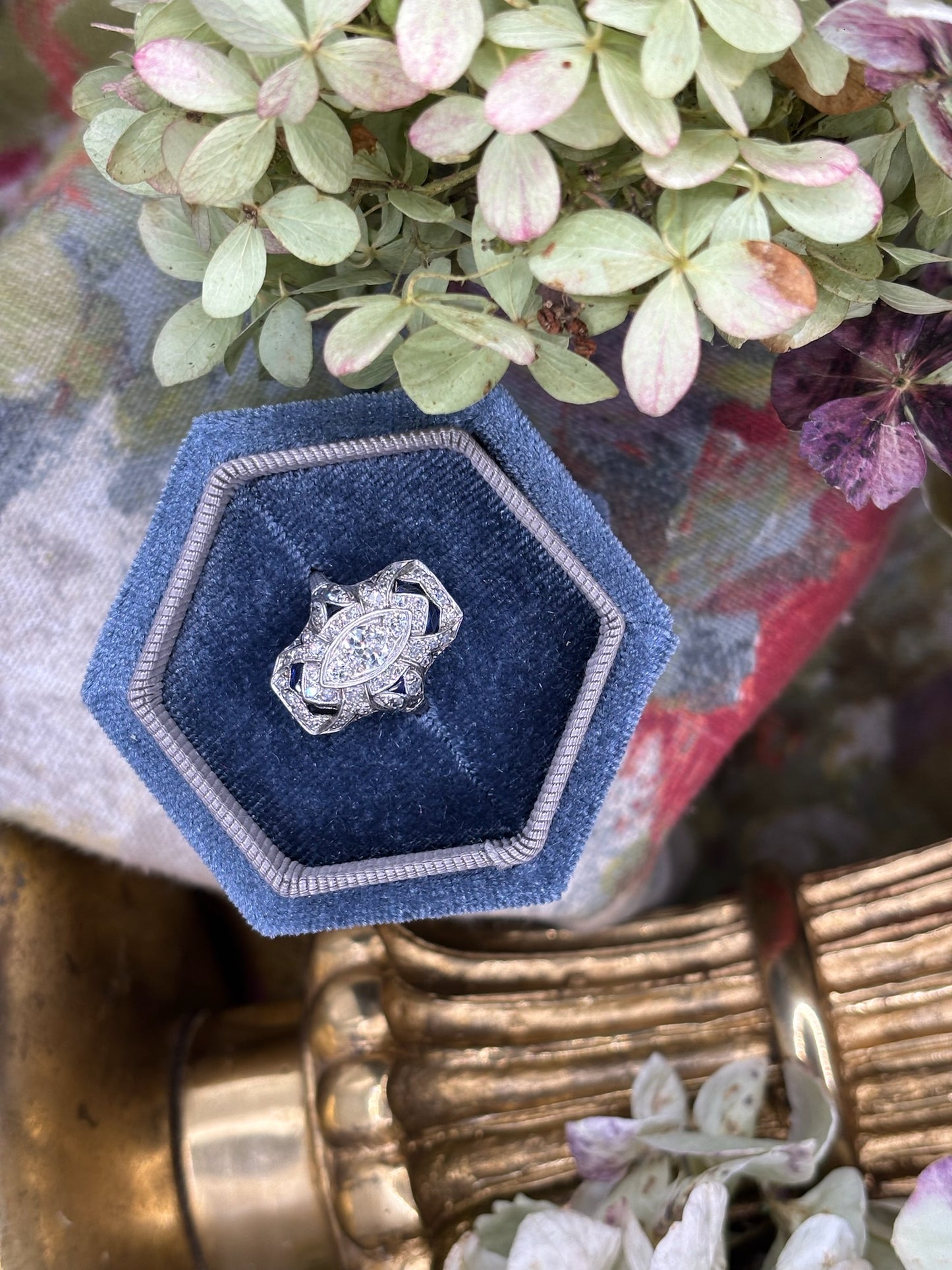 Antique Diamond and Sapphire Ring