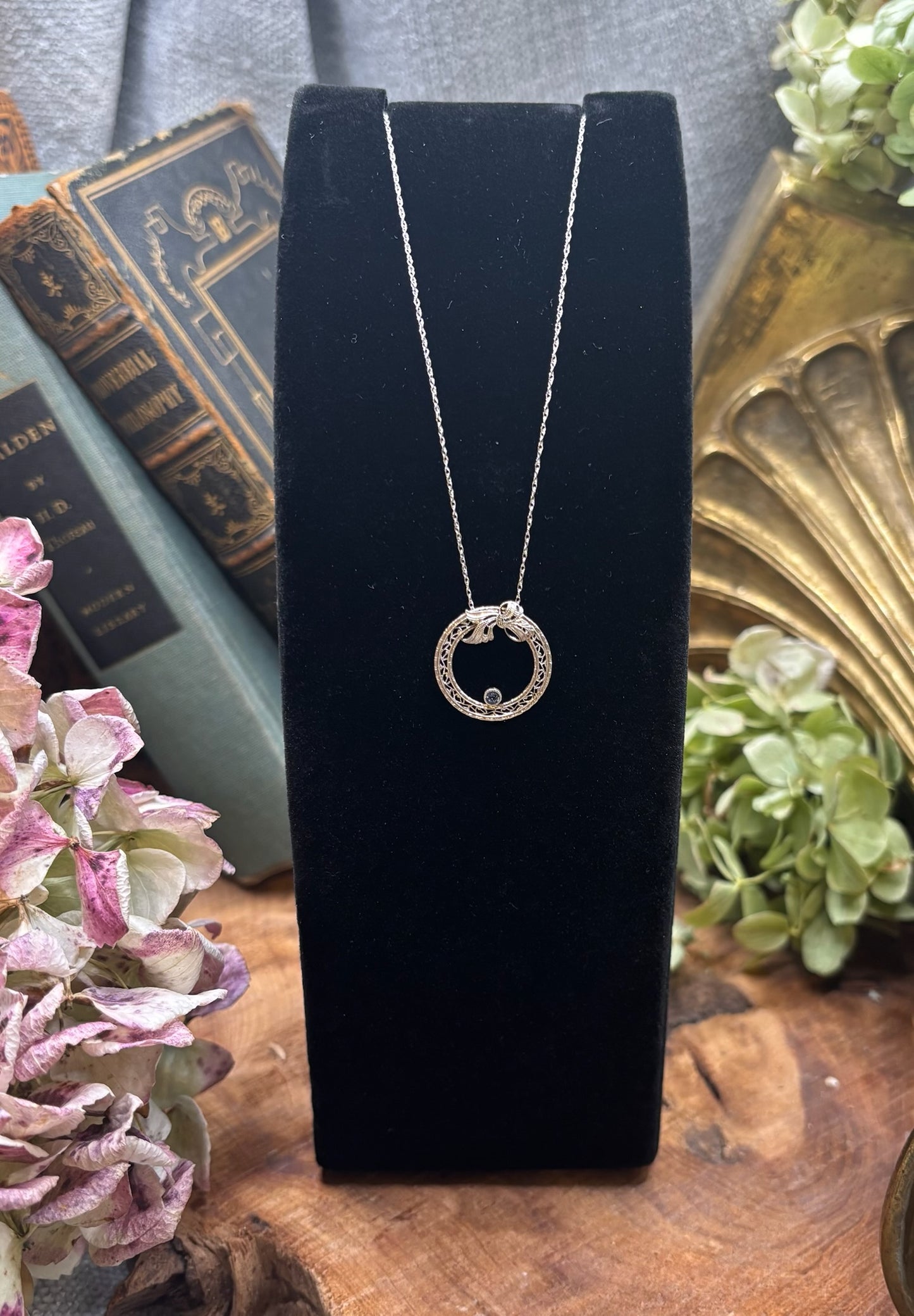 Antique Bow and Sapphire Necklace