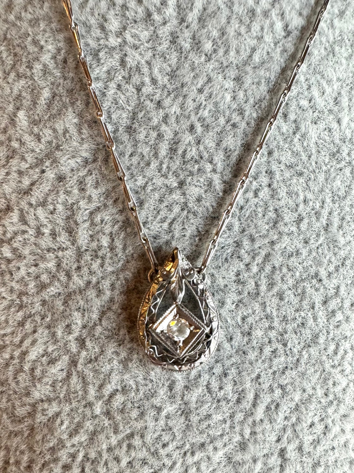 Antique Diamond Stick Pin Necklace