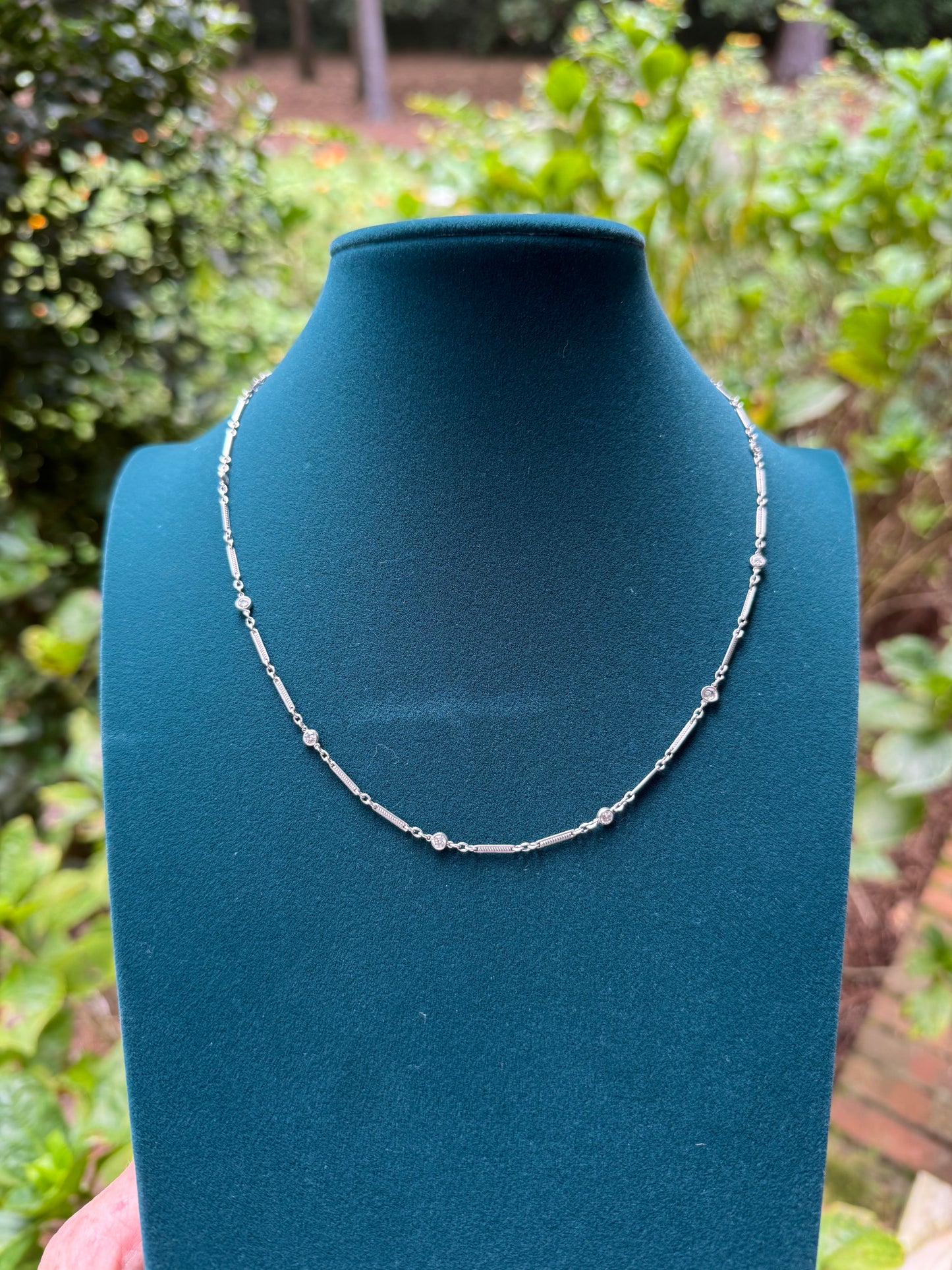 Handmade Platinum Diamond by the Yard Necklace