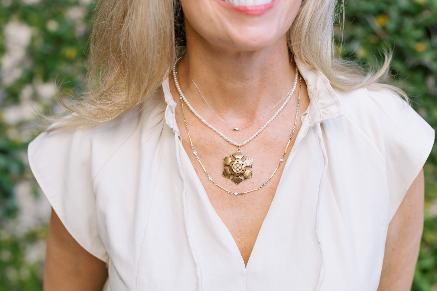 Diamond by the Yard Necklace With Platinum and Gold Chain