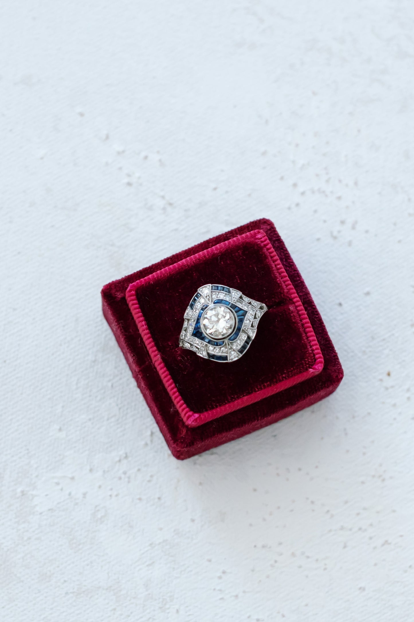 Old European Diamond and Sapphire Ring