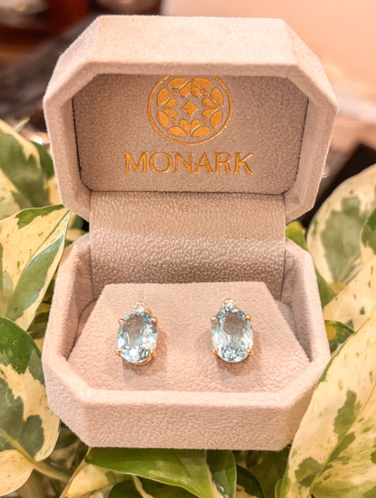 Aquamarine Diamond Stud Earrings