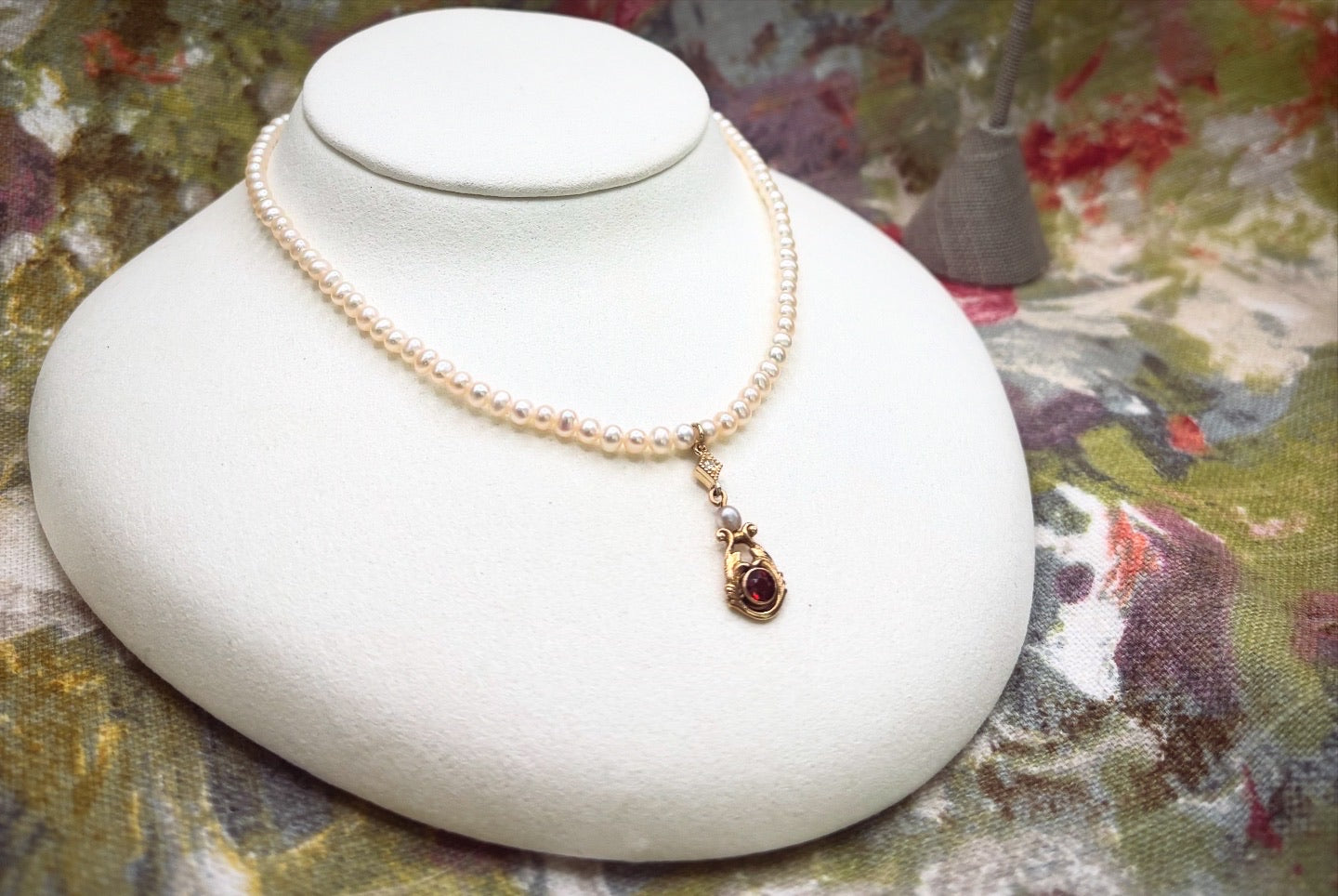 Garnet and Diamond Pendant Necklace