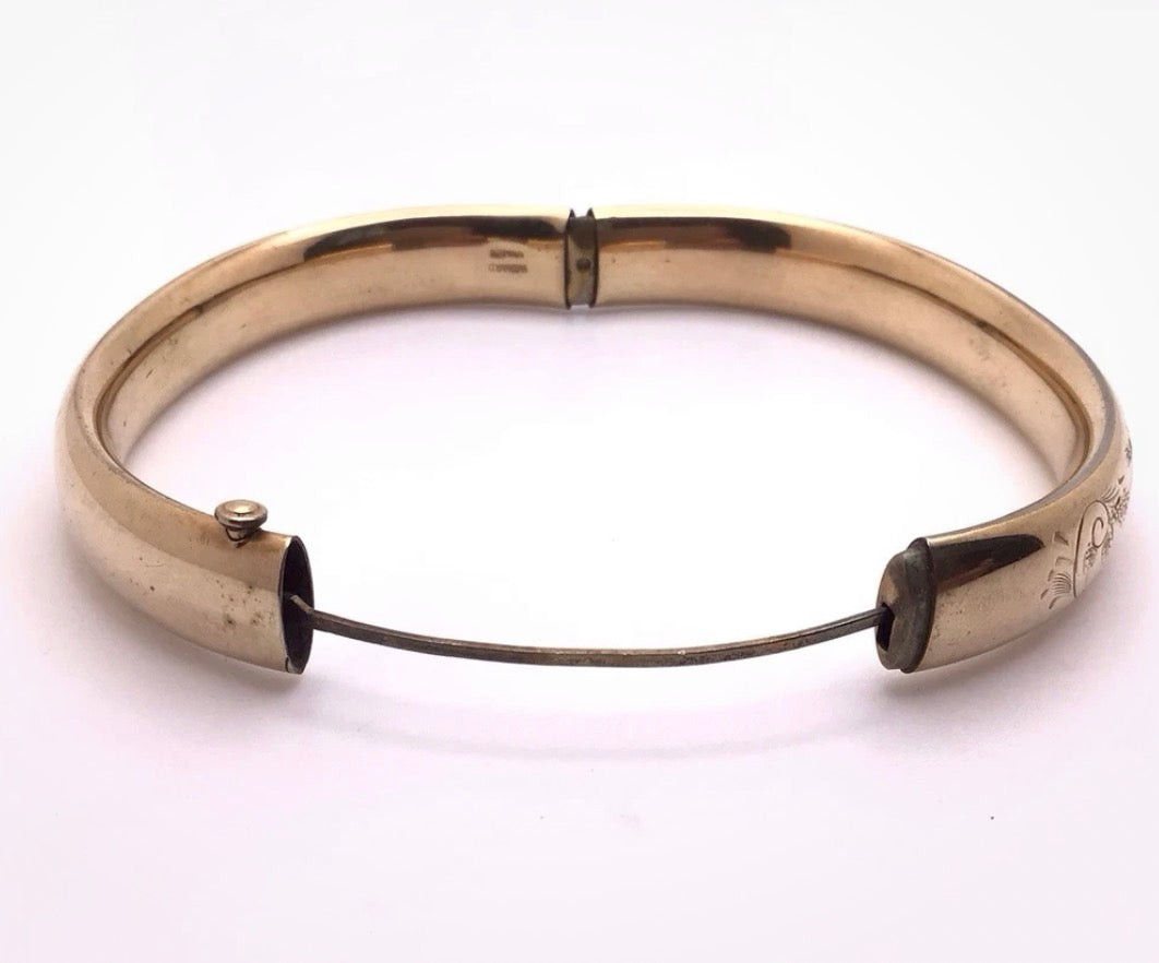Vintage Winard Etched Gold Filled Bangle Bracelet