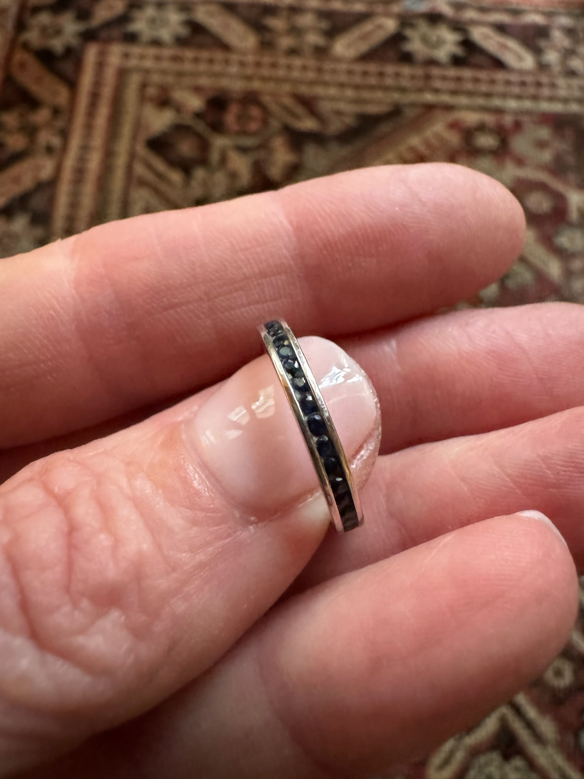 14k White Gold Synthetic Sapphire eternity band