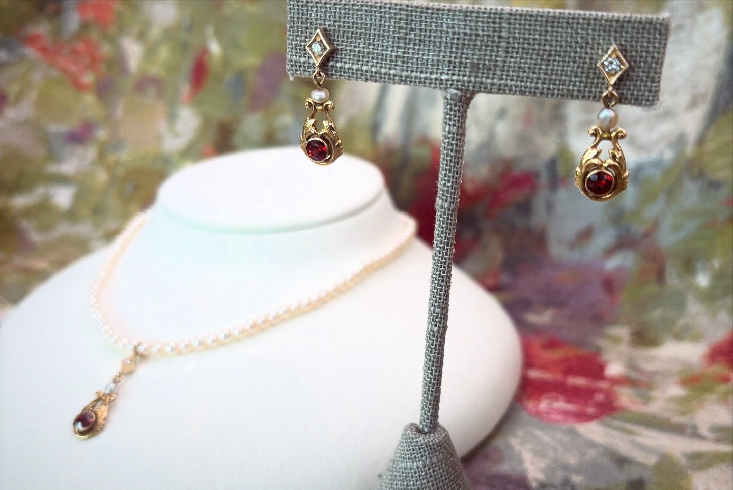 Garnet and Diamond Pendant Necklace