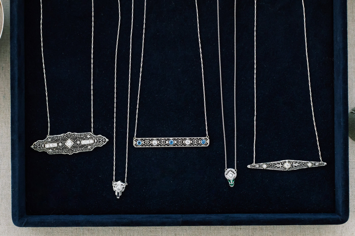 Diamond and Sapphire Antique Broach Necklace