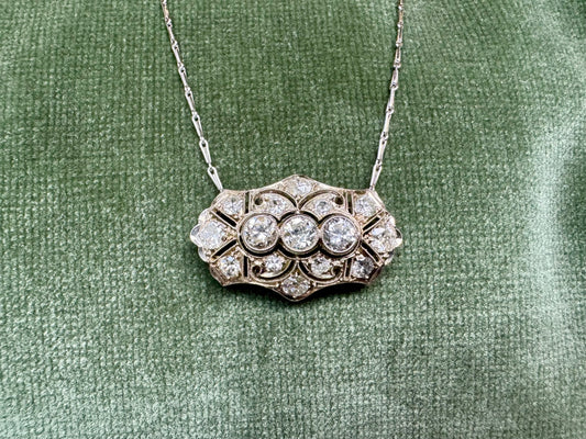 Antique Diamond Brooch Necklace