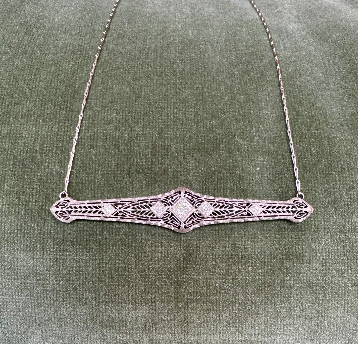 Diamond Brooch Pendant Necklace