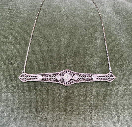 Diamond Brooch Pendant Necklace