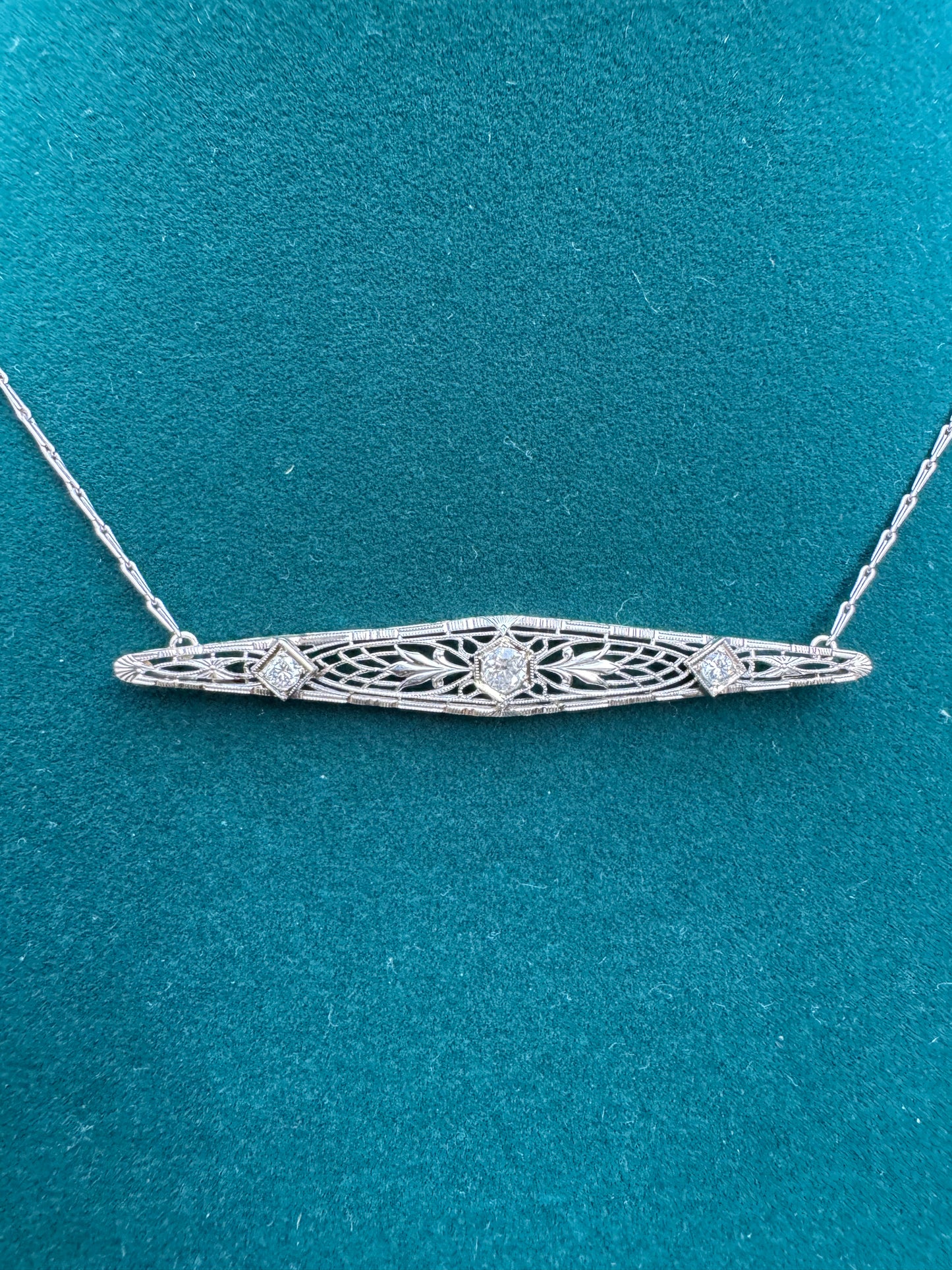 Diamond Antique Brooch Necklace