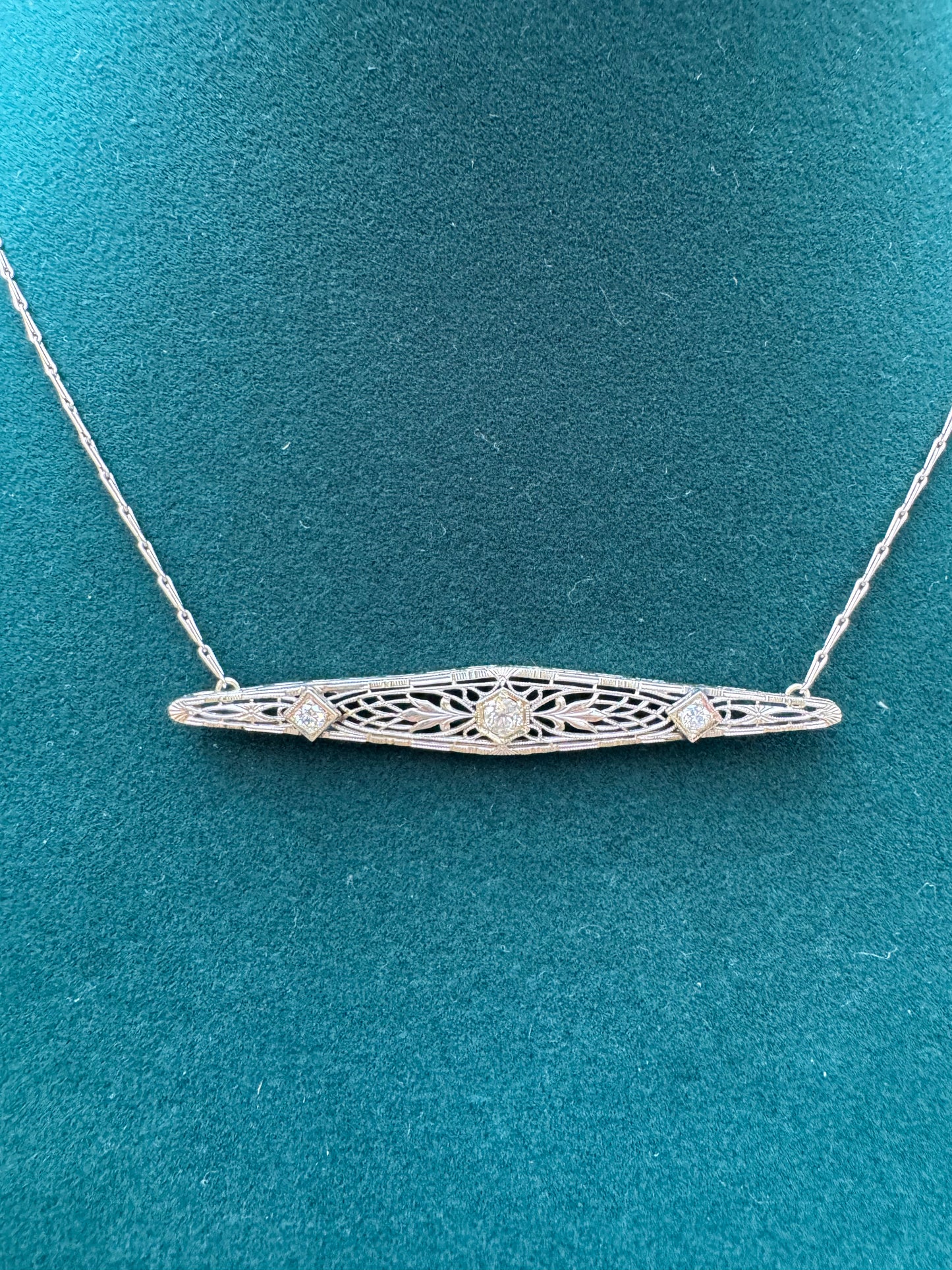 Diamond Antique Brooch Necklace