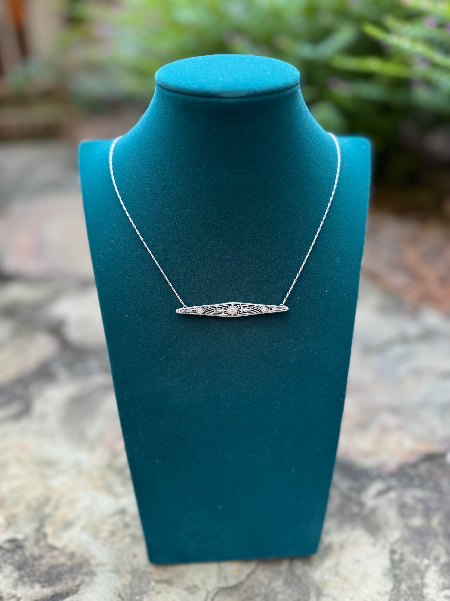 Diamond Antique Brooch Necklace