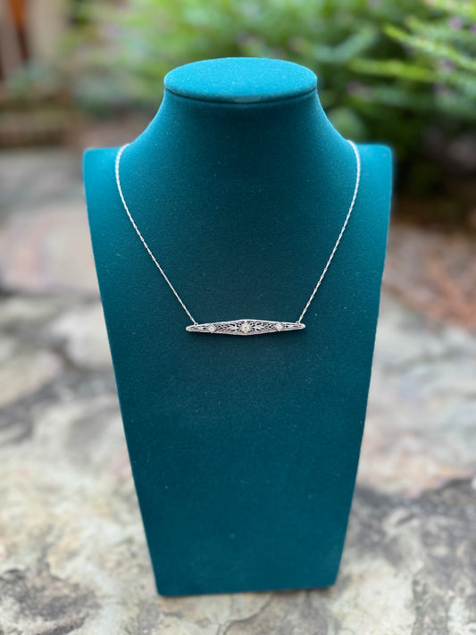 Diamond Antique Brooch Necklace