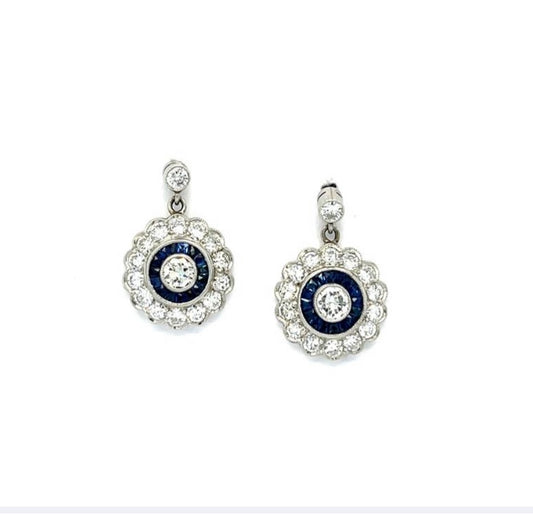 Diamond and Sapphire drop earrings
