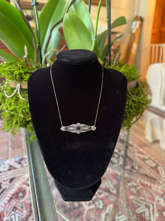 Sapphire Brooch Pendant Necklace