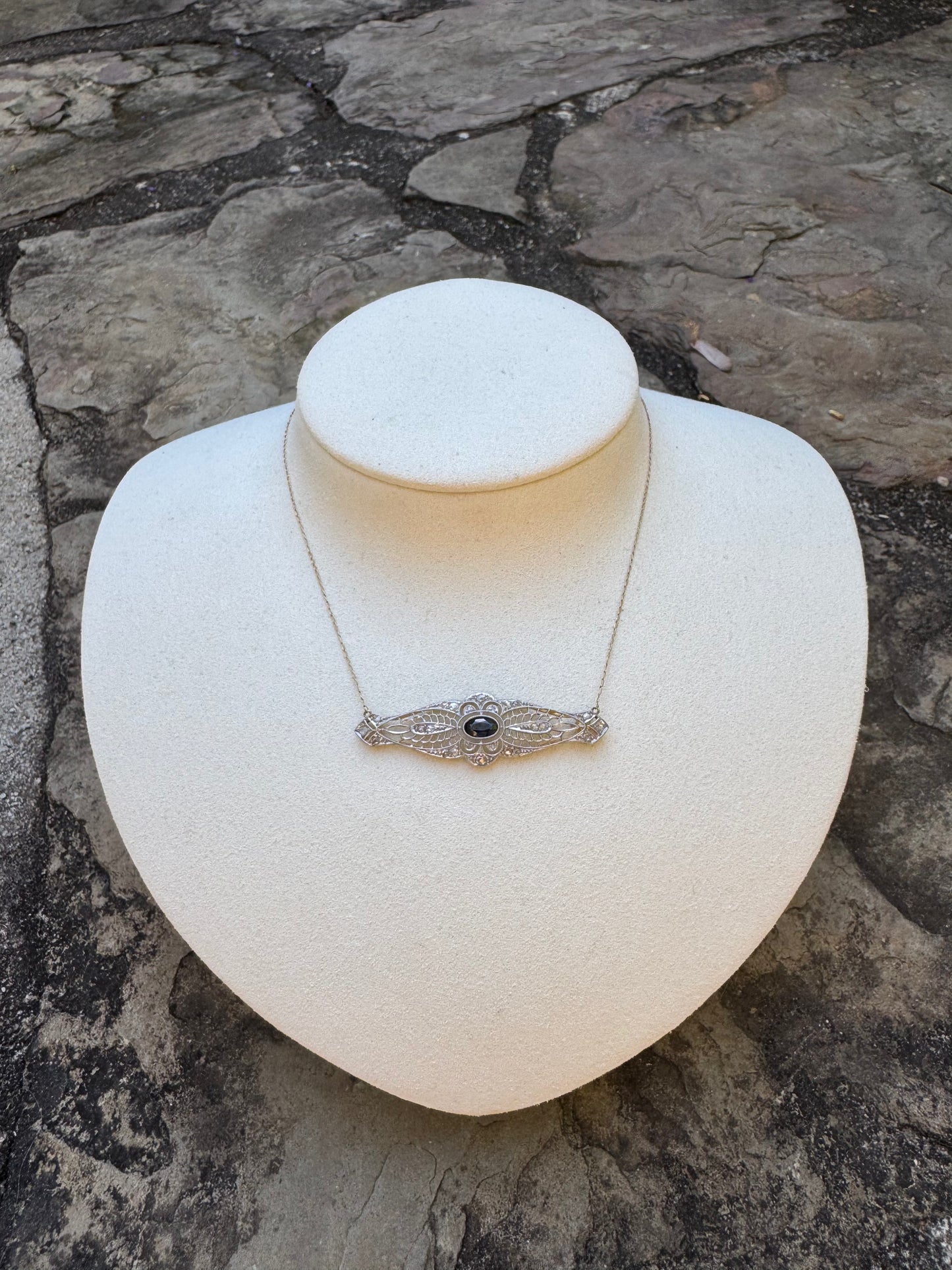 Sapphire Brooch Pendant Necklace