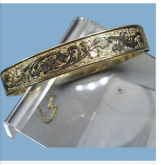 Victorian Revival Gold Filled Bangle Bracelet