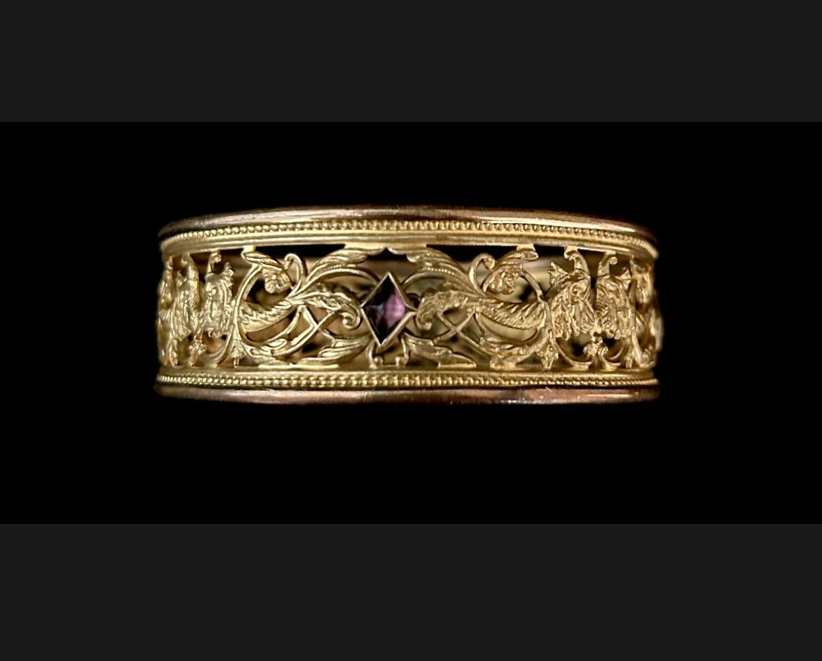 Edwardian Bangle Bracelet with Amethyst