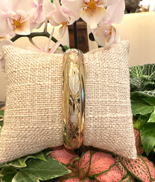 Gold Filled Floral Design Bangle Bracelet