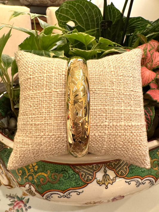 Gold Filled Hand Engraved Bangle Bracelet