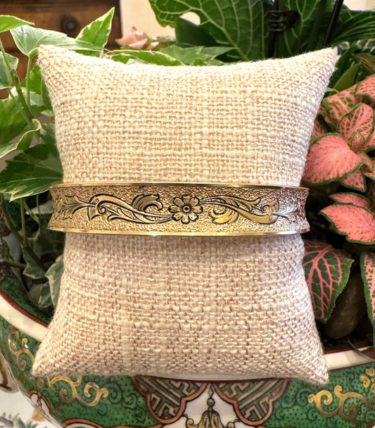 Vintage Gold Filled Floral Bangle Bracelet