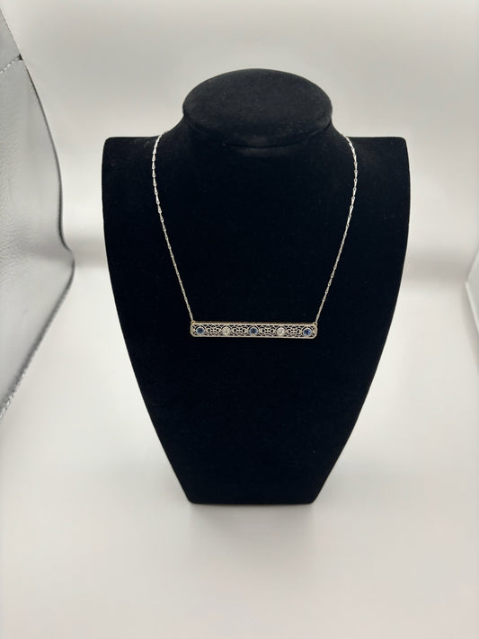 Diamond and Sapphire Antique Broach Necklace