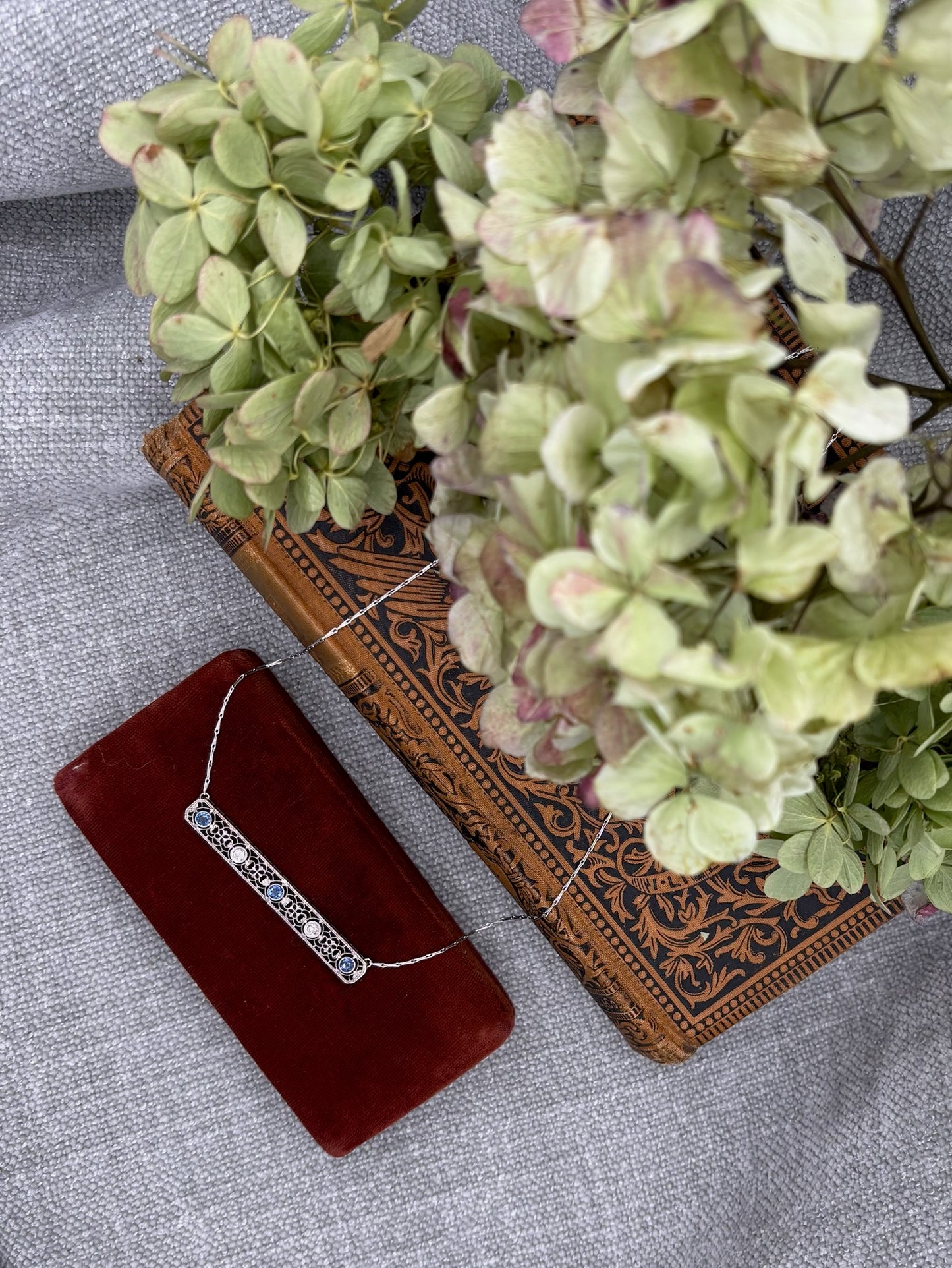 Diamond and Sapphire Antique Broach Necklace
