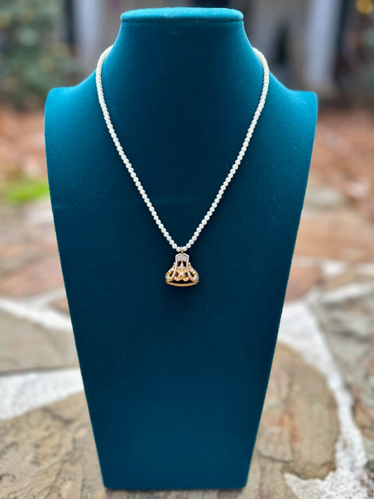 Watch Fob Pendant on Pearls