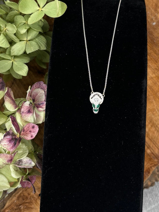 Diamond and Emerald Pendant Necklace