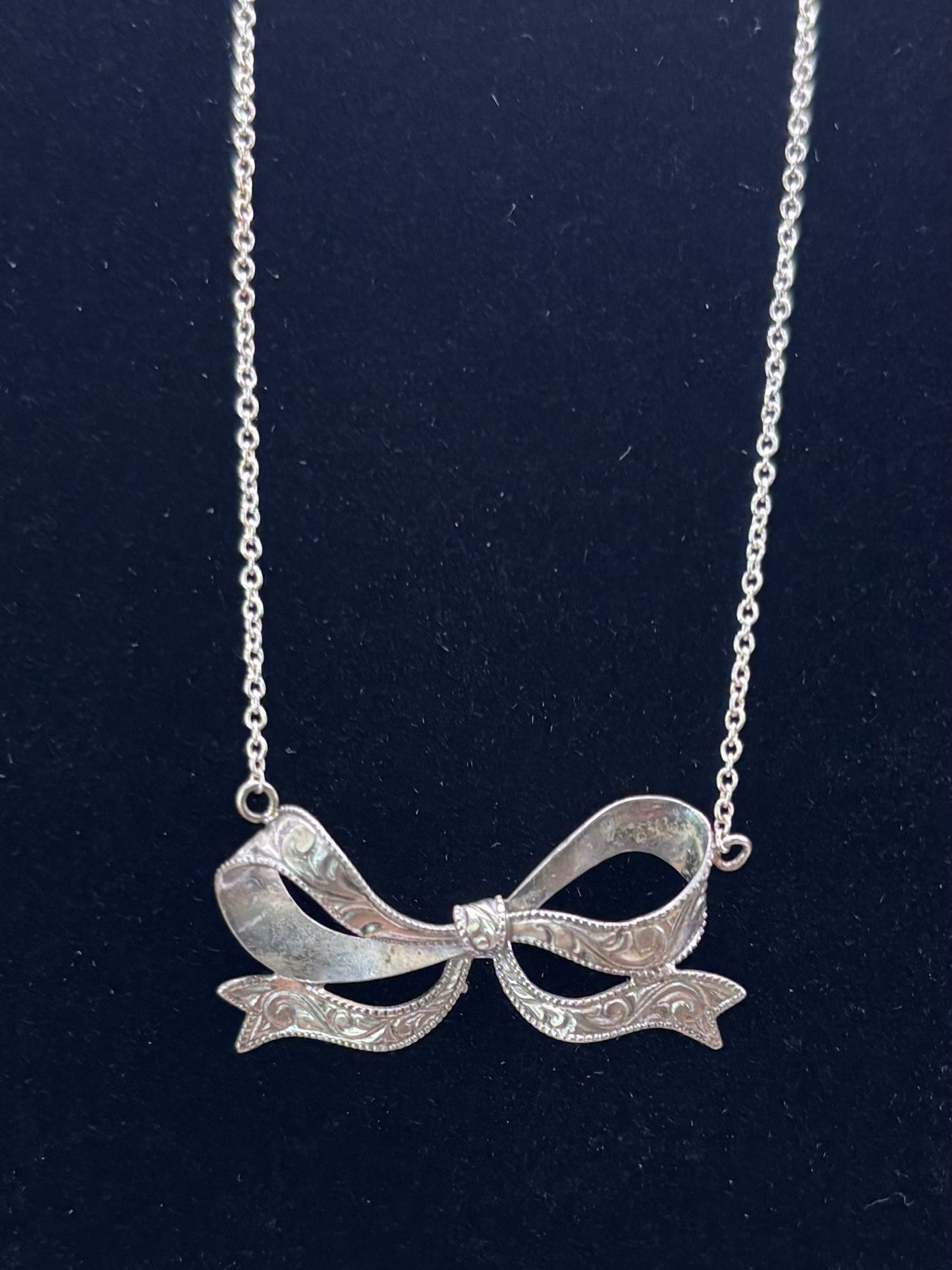 Sterling Bow Pendant Necklace