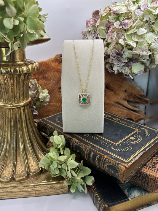 Emerald and Diamond Pendant