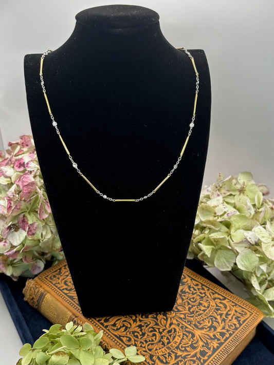 Diamond by the Yard Necklace With Platinum and Gold Chain