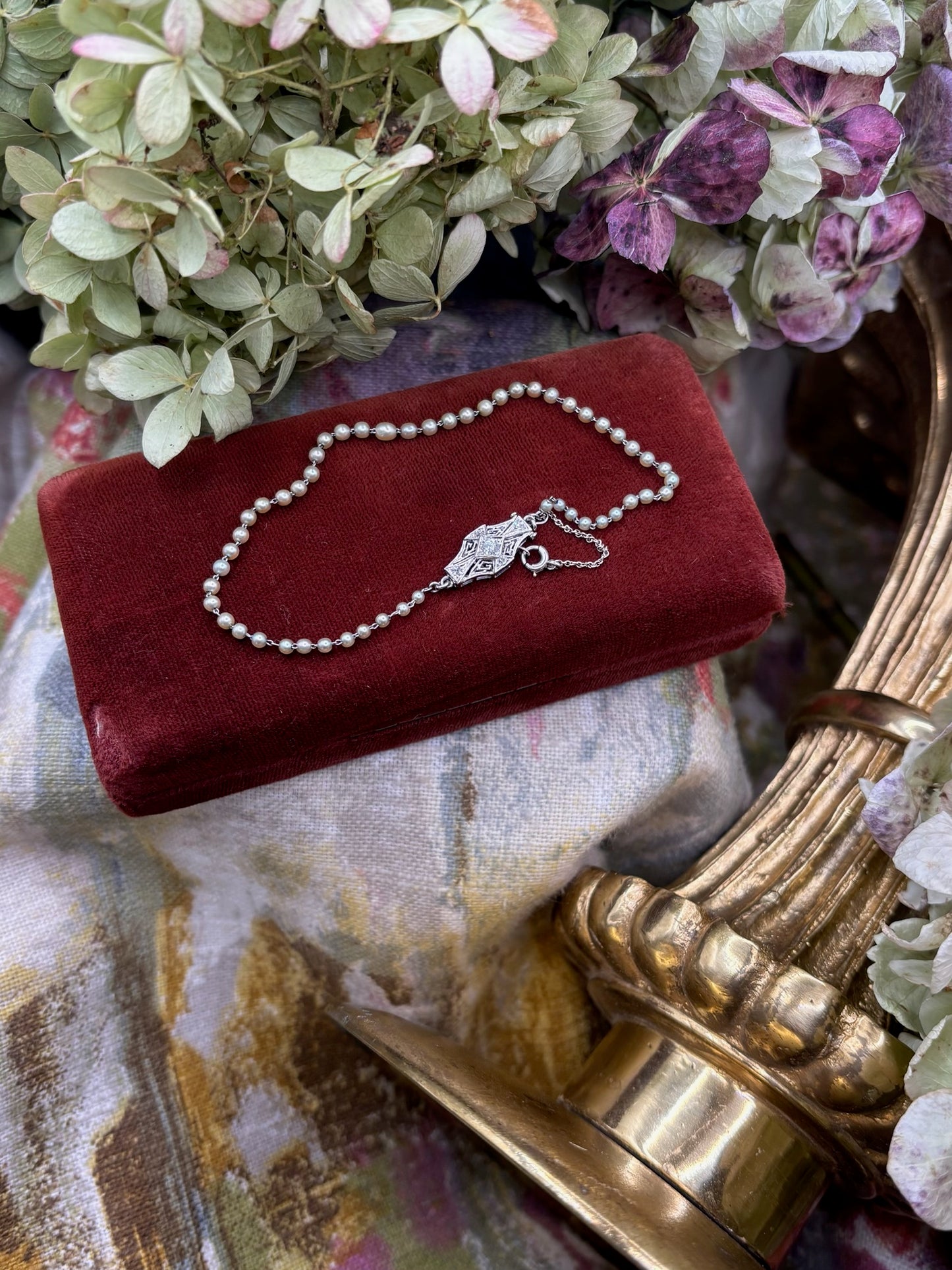 Diamond and Natural Pearl Bracelet