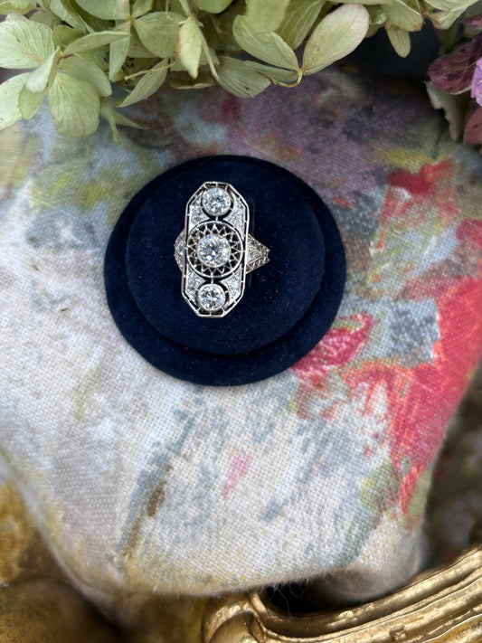 3 Diamond Filigree Ring