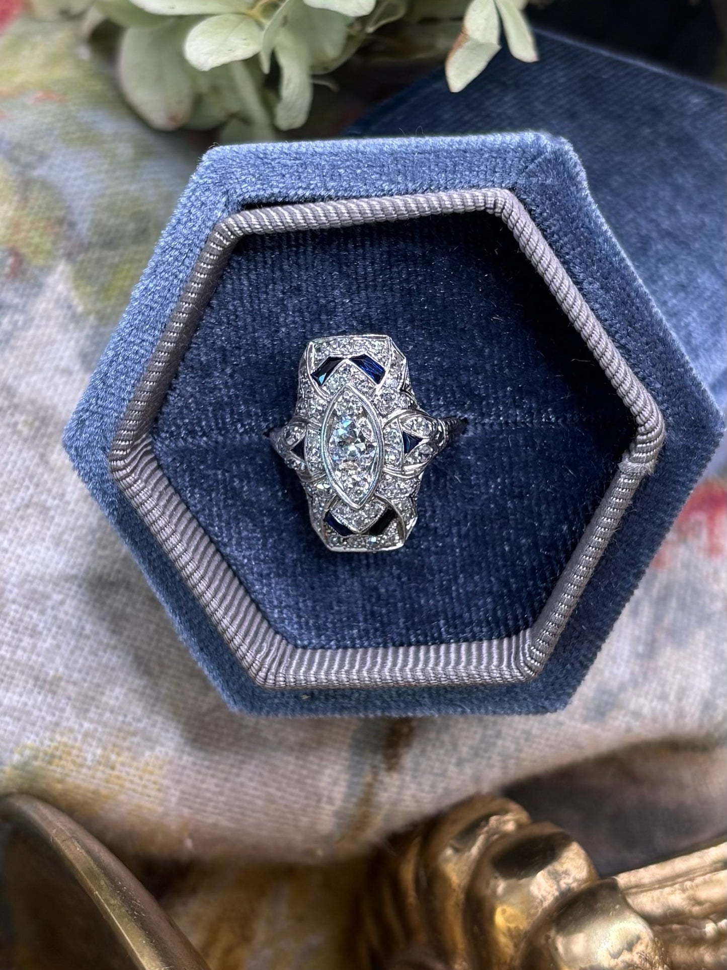 Antique Diamond and Sapphire Ring