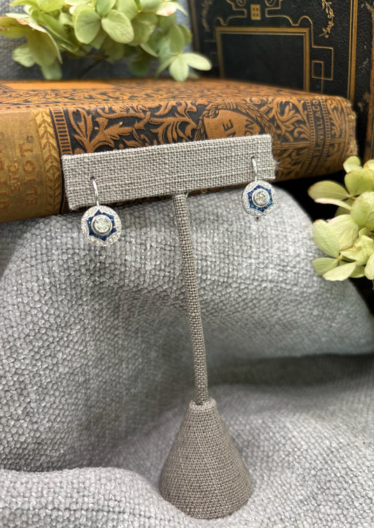 Diamond and Sapphire Drop Earrings