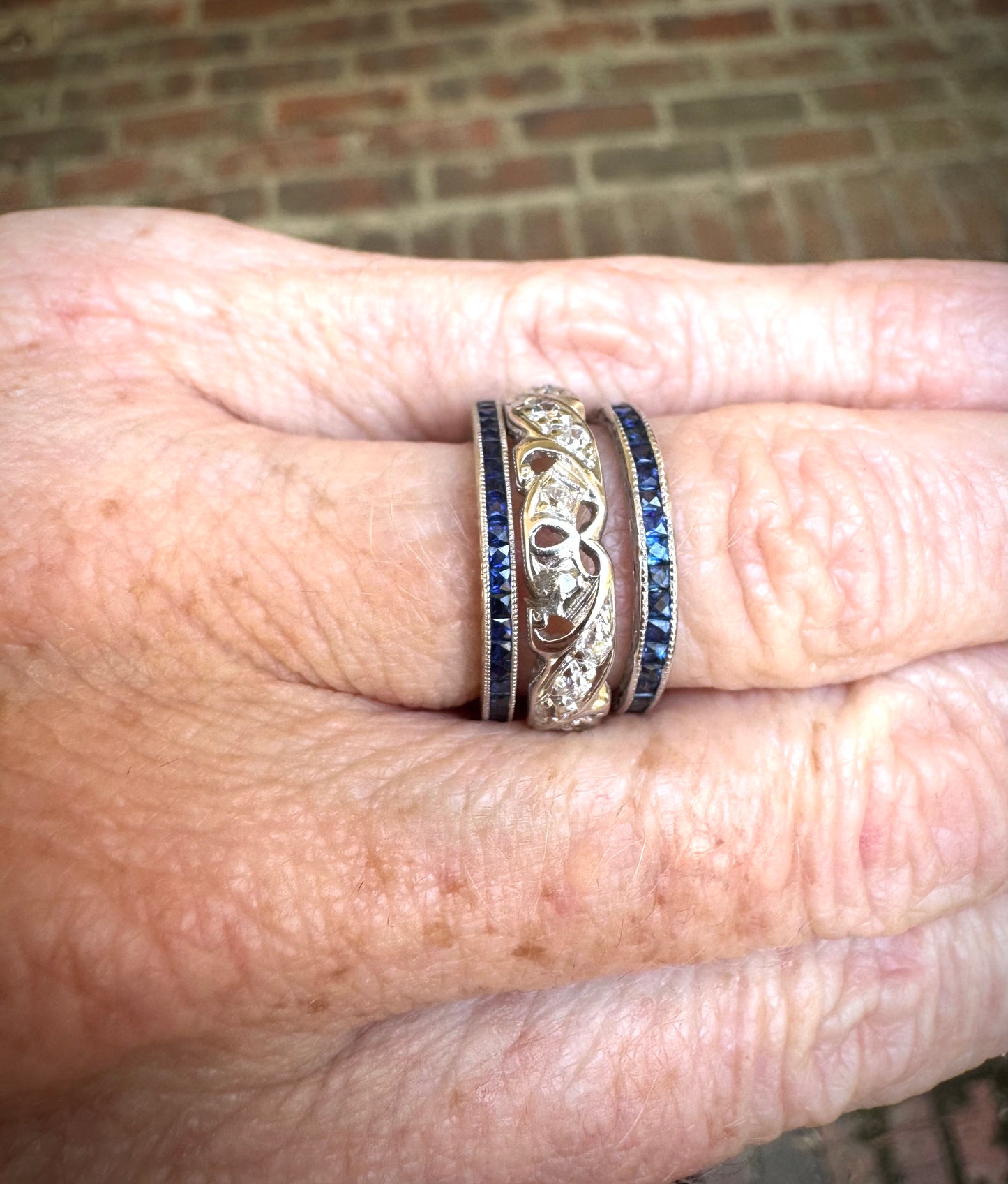 Sapphire French Cut Eternity Band