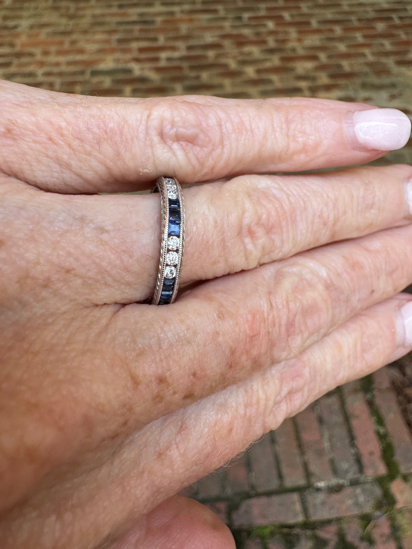 Diamond and Sapphire Channel Set Band