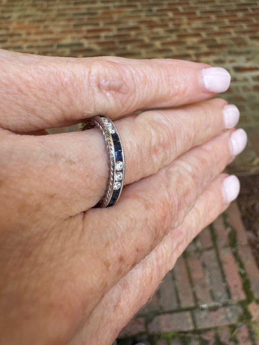 Diamond and Sapphire Channel Set Band