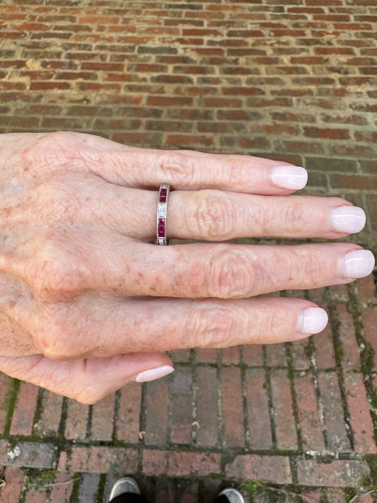 Diamond and Ruby Eternity Band