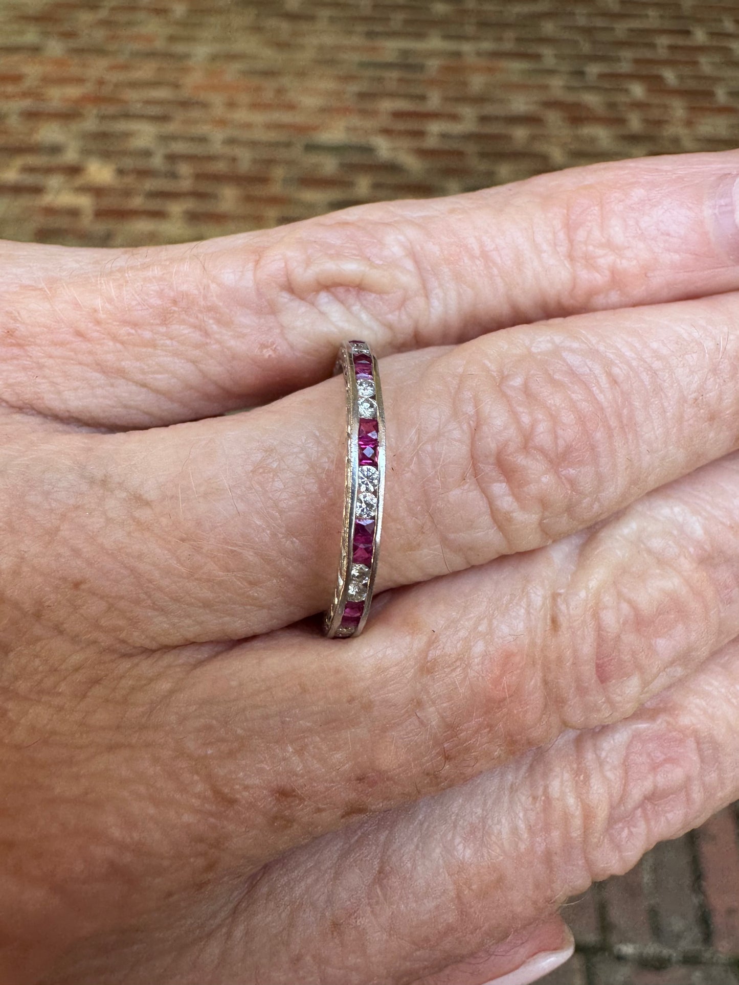 Diamond and Ruby Eternity Band