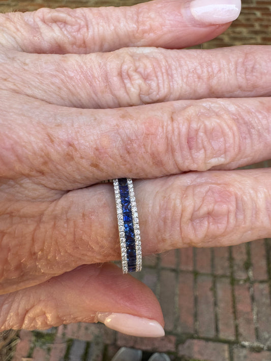 Diamond and Sapphire Channel Ring